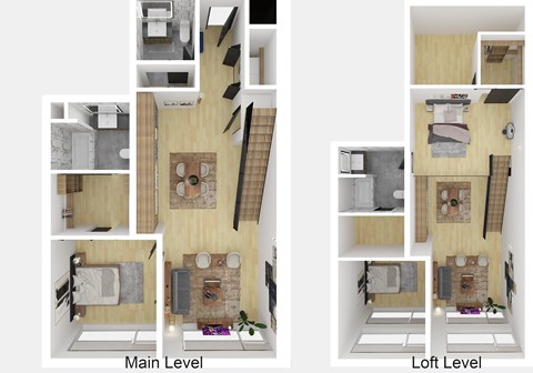 Floor plan for 2 beds, 2 baths, 1382 sqft